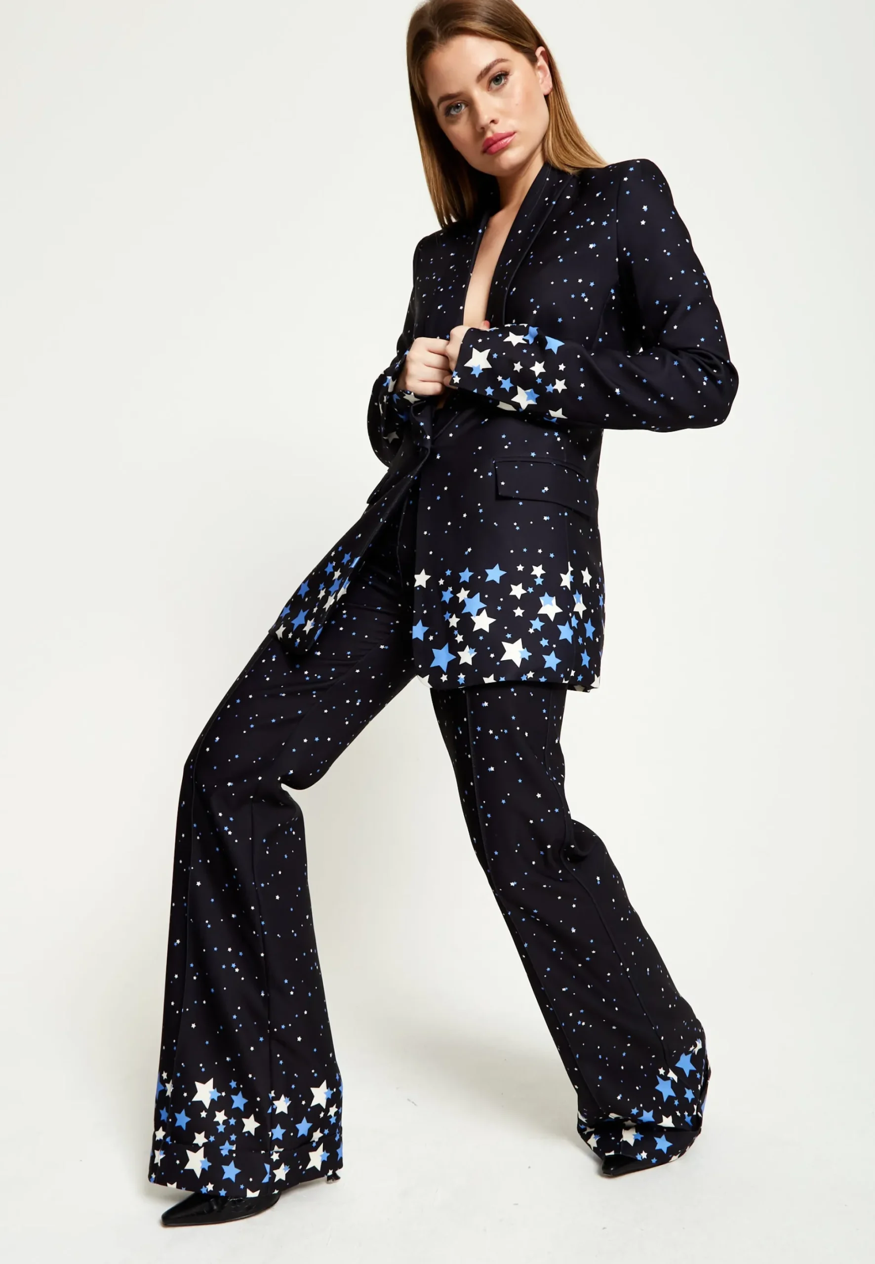 House Of Holland Star Print Blazer In Black