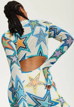House of Holland Star Print Maxi Dress With Cut Out Details