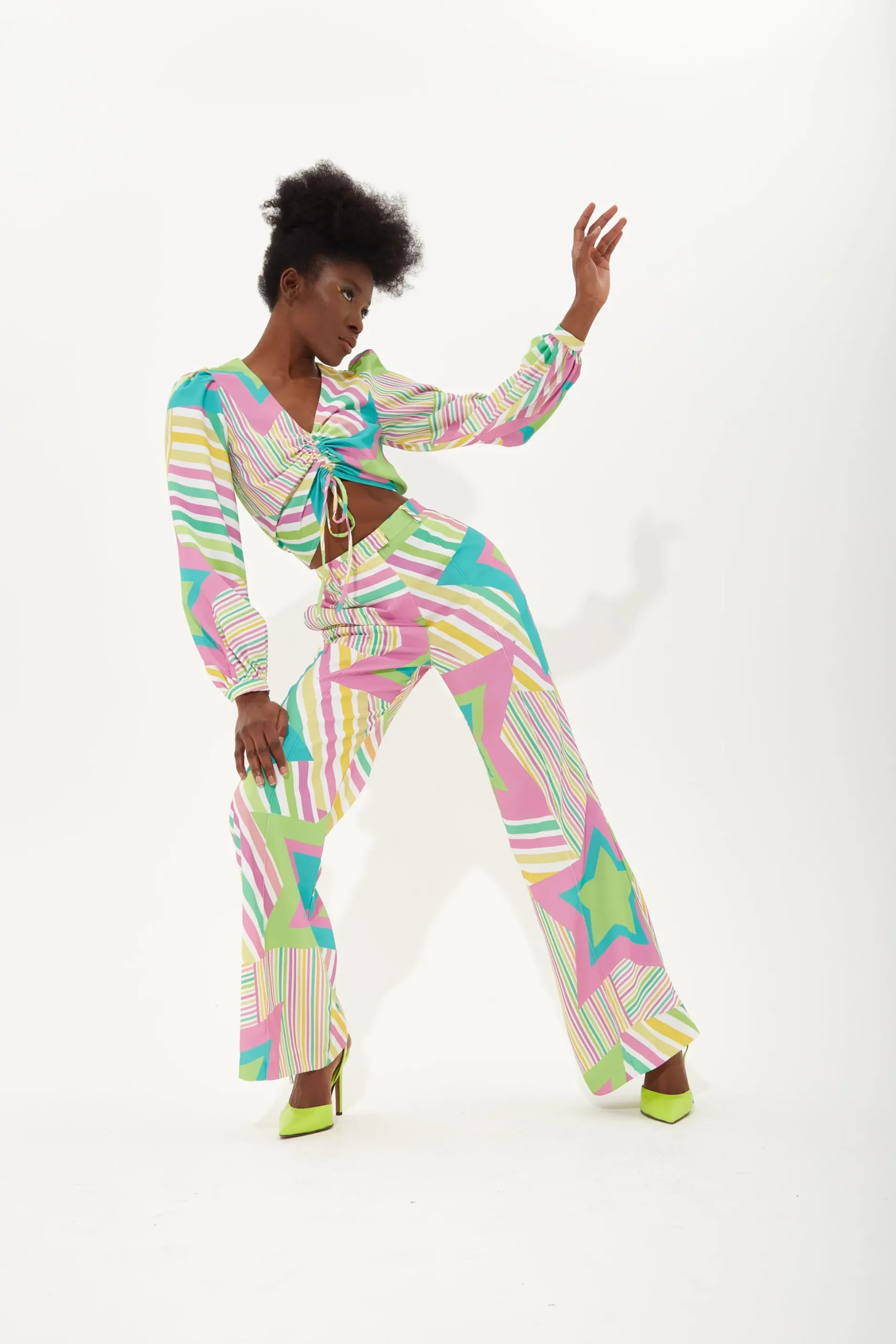 House of Holland Star Print Wide Leg Trousers