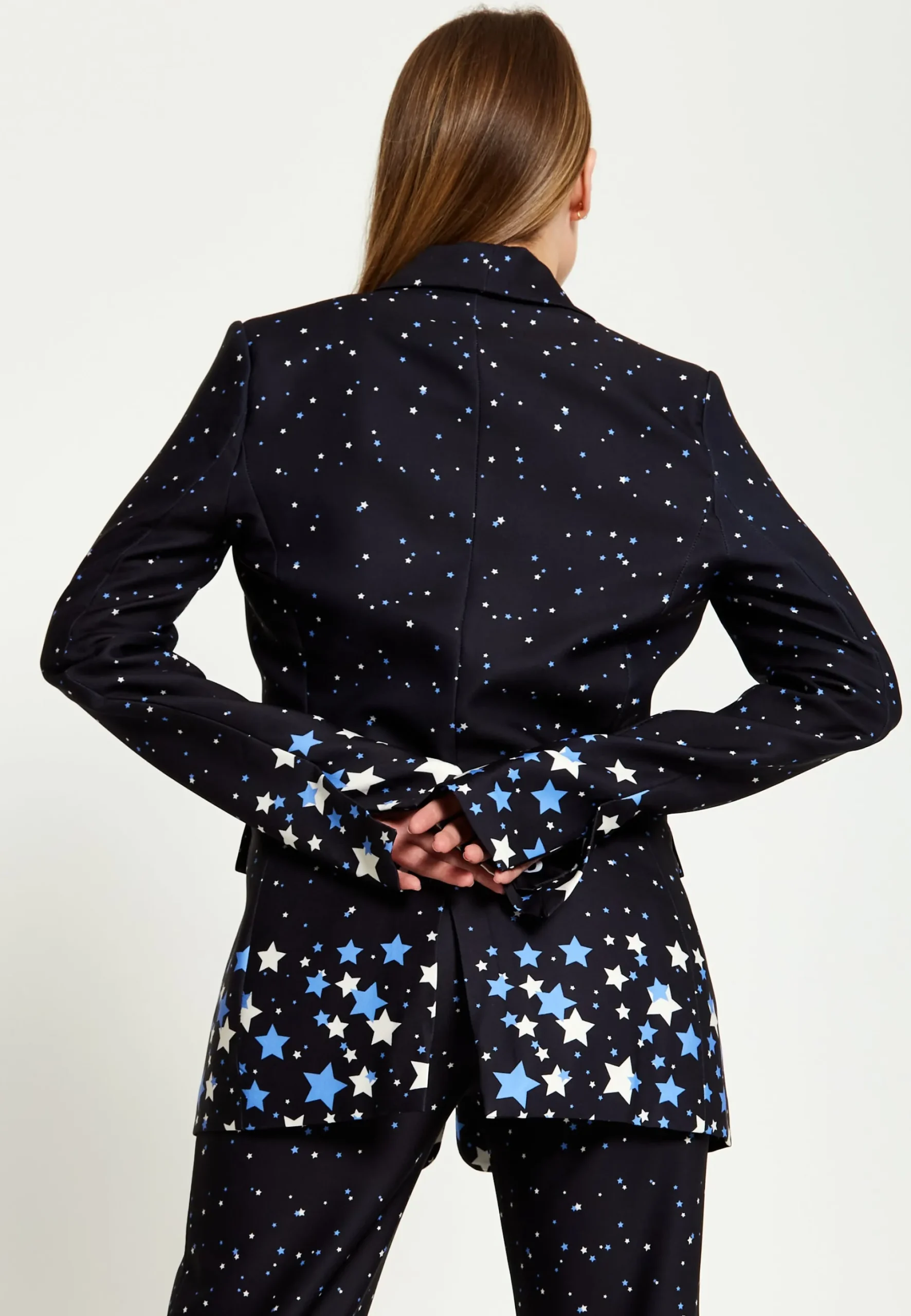 House Of Holland Star Print Blazer In Black