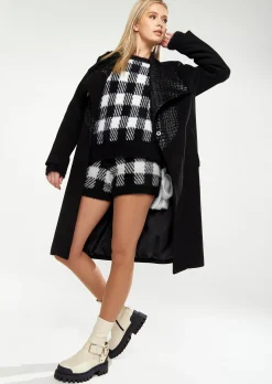 House Of Holland Statement Collar Coat In Black