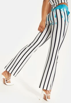 HOUSE OF HOLLAND STRIPE BLUE DRIP PRINTED TROUSERS