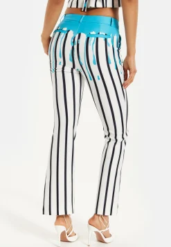 HOUSE OF HOLLAND STRIPE BLUE DRIP PRINTED TROUSERS