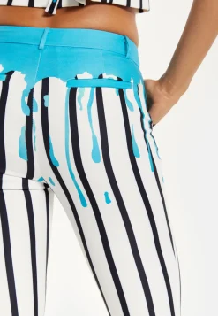 HOUSE OF HOLLAND STRIPE BLUE DRIP PRINTED TROUSERS