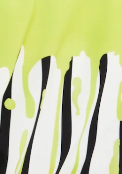 House Of Holland Stripe Monochrome Acid Green Splash Skort Playsuit