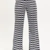 House Of Holland Striped and Logo Printed Trousers in Black and White