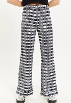 House Of Holland Striped and Logo Printed Trousers in Black and White