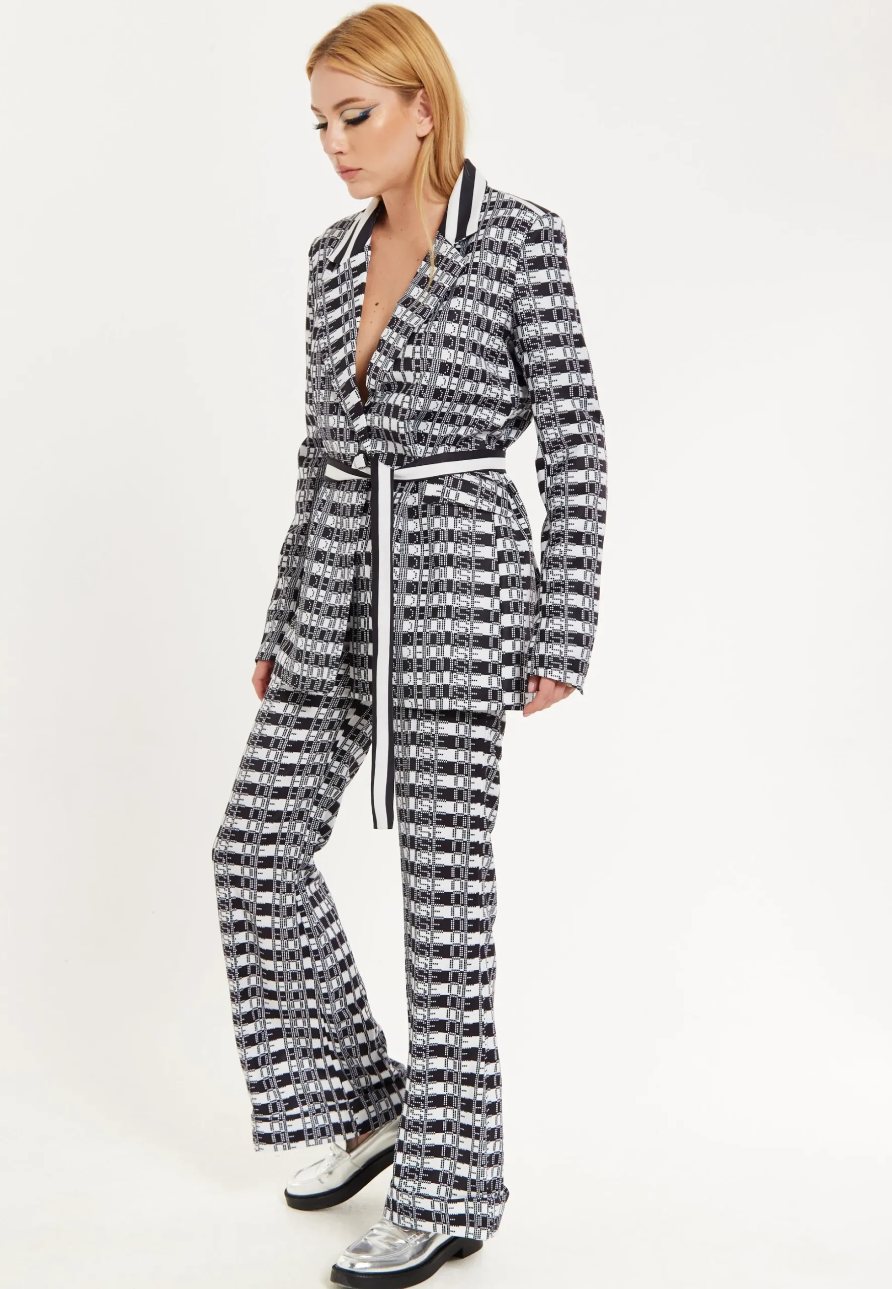 House Of Holland Striped Blazer With Eye Embroidery Back
