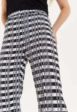 House Of Holland Striped and Logo Printed Trousers in Black and White