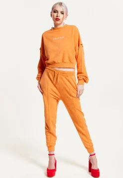 House of Holland Sweatshirt in Orange with an Embroidered Logo