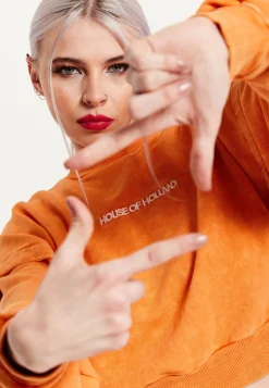 House of Holland Sweatshirt in Orange with an Embroidered Logo