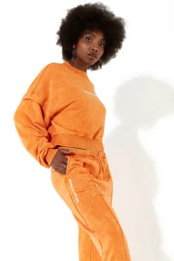 House of Holland Sweatshirt in Orange with an Embroidered Logo