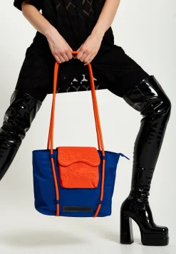 House Of Holland Tote Bag With Quilted Logo In Orange And Royal Blue