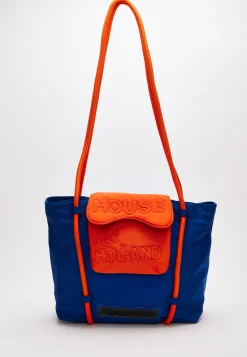 House Of Holland Tote Bag With Quilted Logo In Orange And Royal Blue
