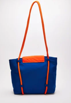 House Of Holland Tote Bag With Quilted Logo In Orange And Royal Blue