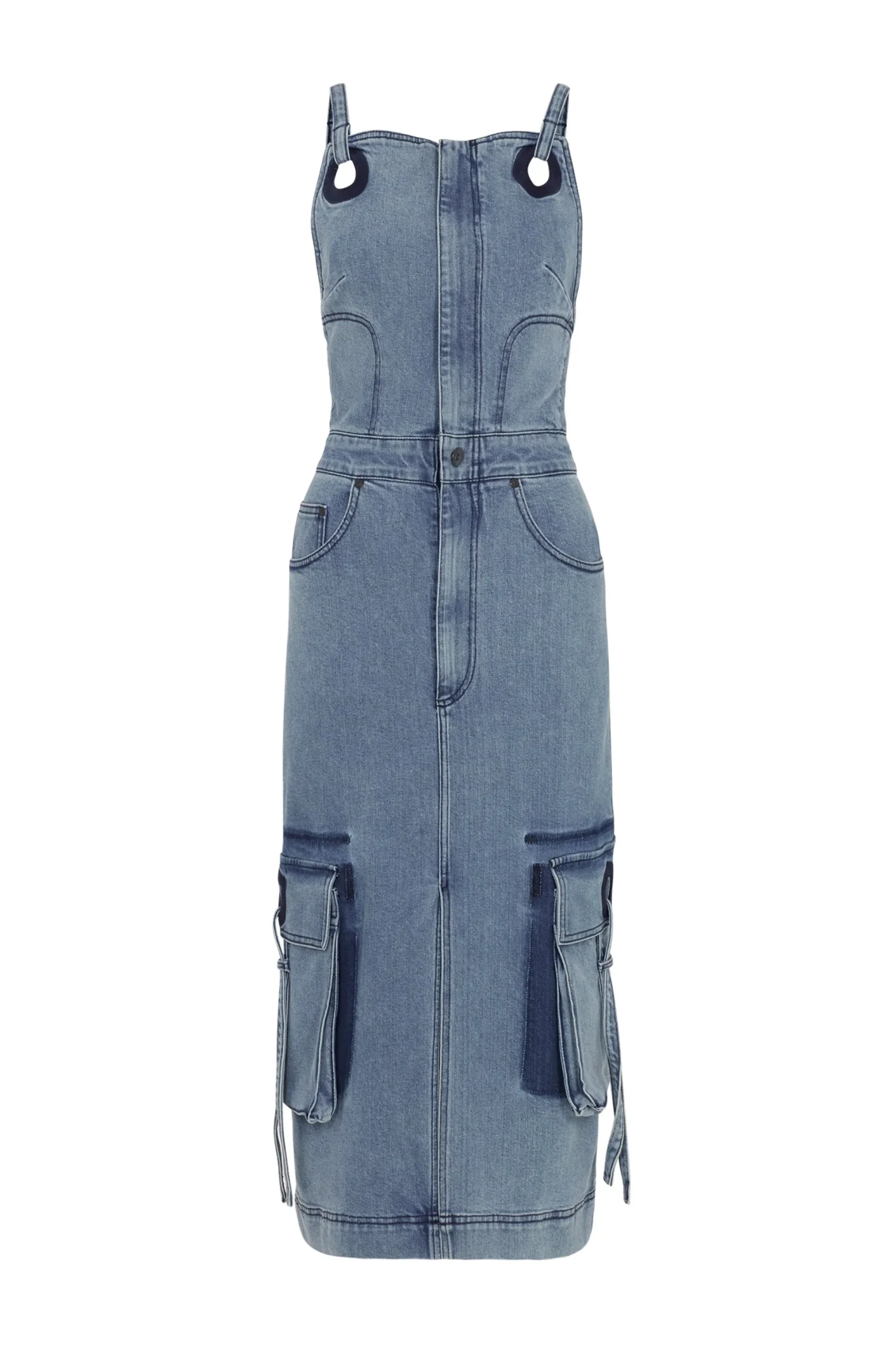 House of Holland Utility Denim Midi Dress