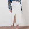 House of Holland White Denim Midi Skirt
