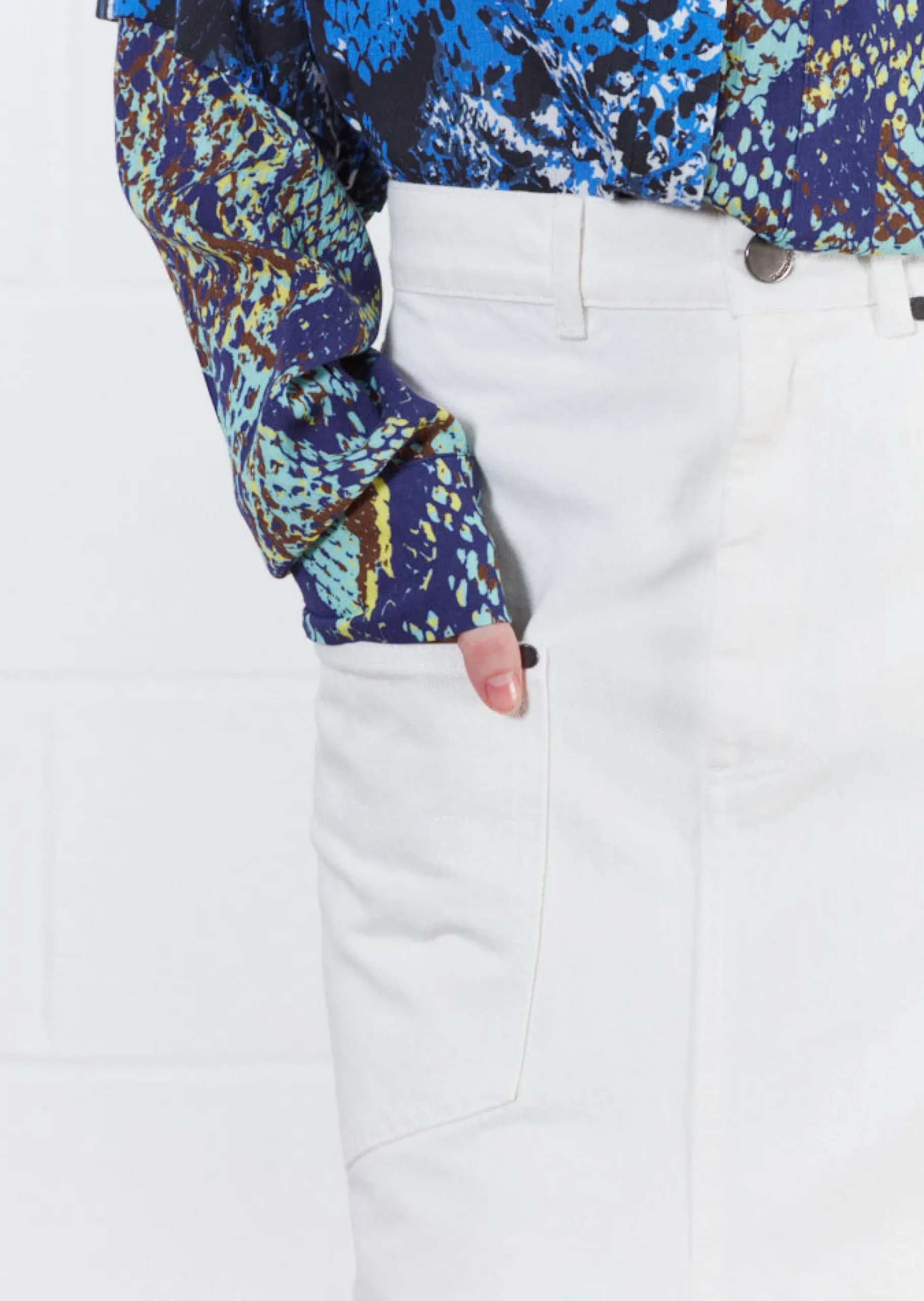 House of Holland White Denim Midi Skirt