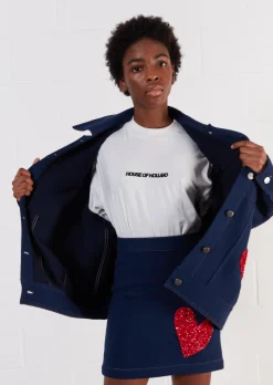 House of Holland White HOH Oversized Embroidered Tee