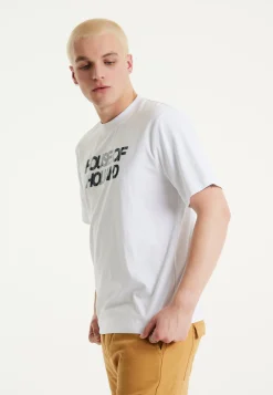 House of Holland White Laser Cut Transfer Printed T-shirt With A Shimm