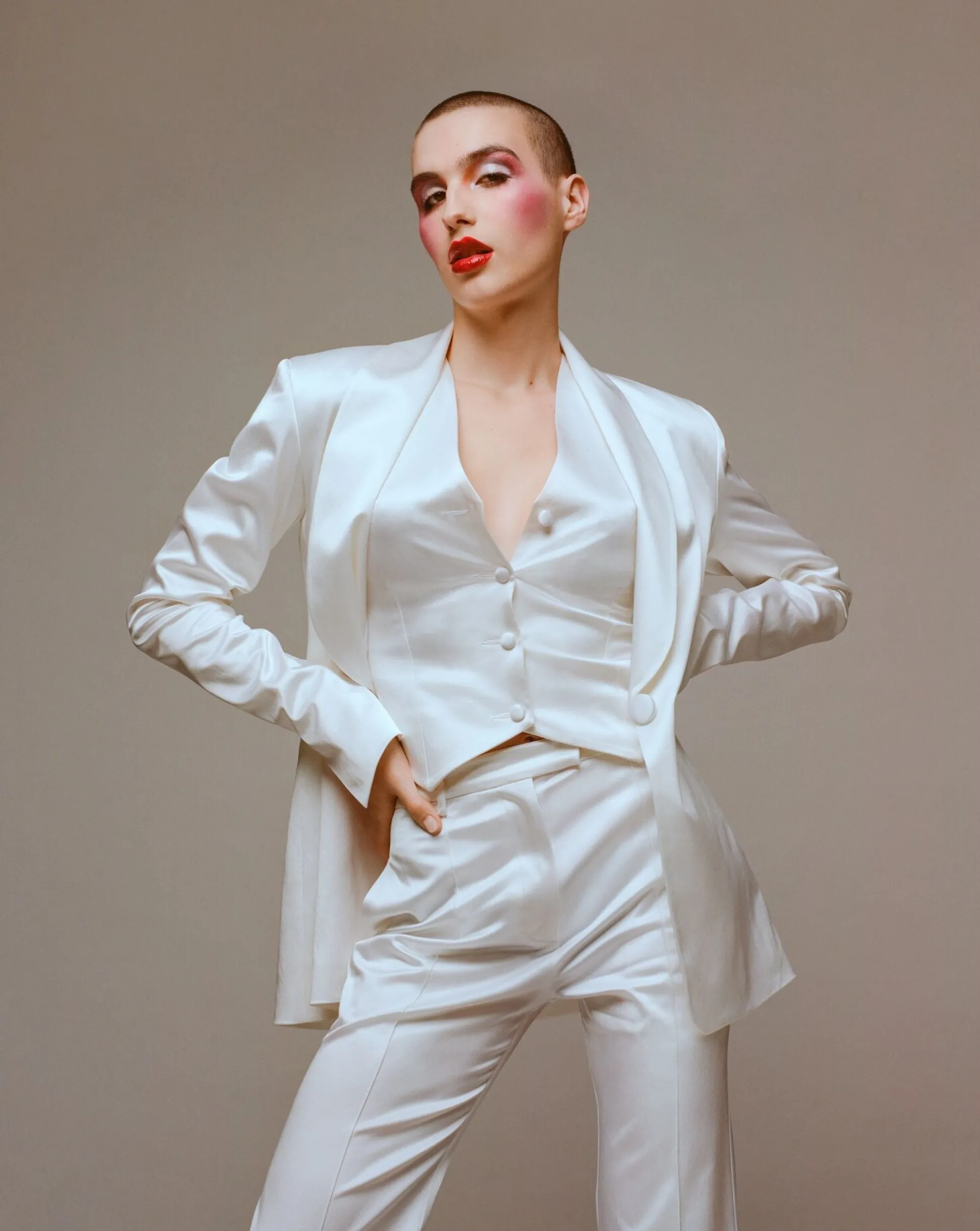 House of Holland White Satin Tailored Jacket