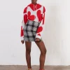 House of Holland Wool Black And White Check Mini Skirt