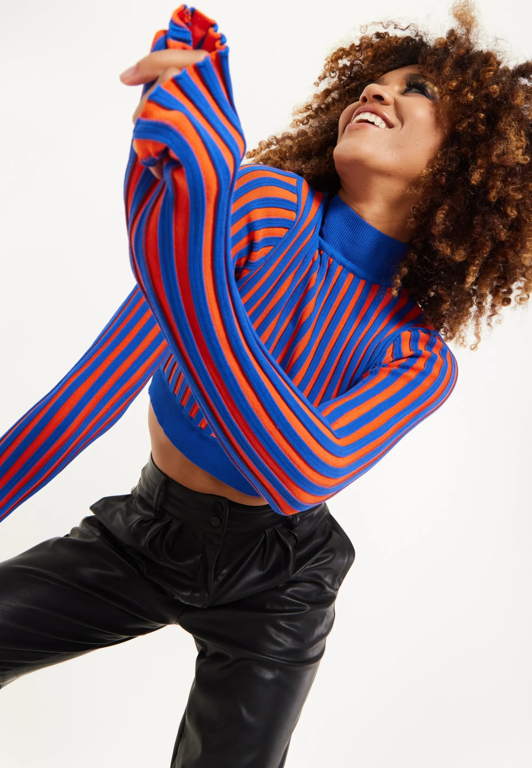 Orange And Blue Knitted Jumper