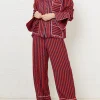 Red & Navy Stripe Pyjama Style Trousers | House of Holland