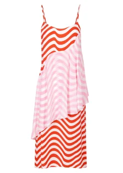 Red And Pink Wave Slip Dress | House of Holland